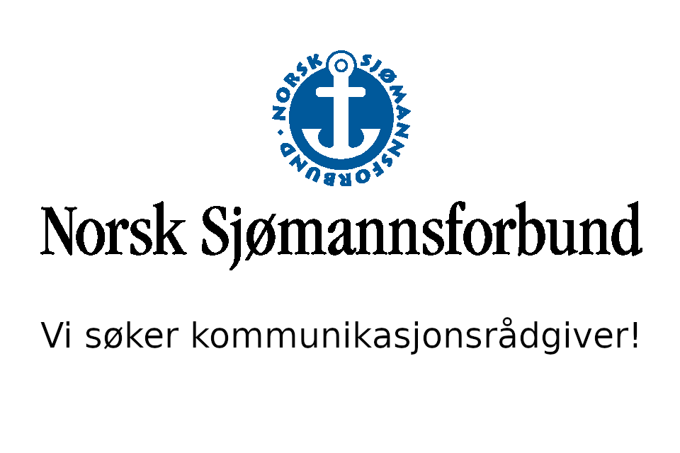 Norsk Sjømannsforbunds logo med følgende tekst under: Vi søker kommunikasjonsrådgiver